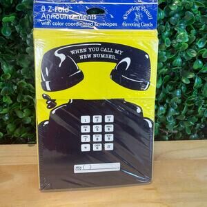 New Sealed Package  8 Vintage Phone Number Change Announcement Cards Stationary